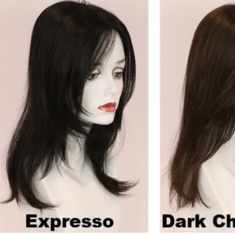 Long Brown Wig with Side Swept Bangs